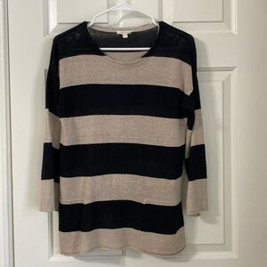 Eileen Fisher Black and Tan Striped Sweater